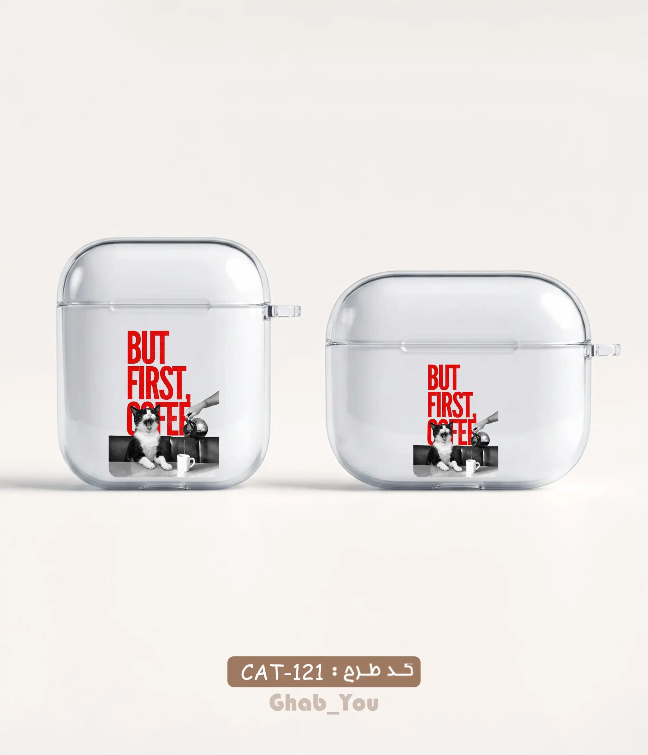Airpod-Clear-Case-Cat-121 کاور ایرپاد طرح گربه - Image 1